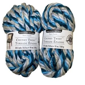 Lot of 2 Loops & Threads Chunky‎ Twist Jumbo Yarn Blue Navy Silver Grey #1907